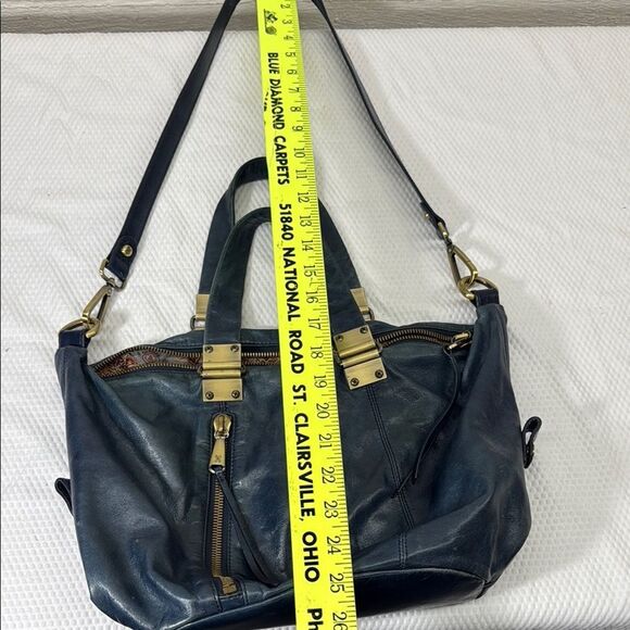 Vintage HOBO Derby Navy Blue Calf Skin Leather Handbag - Picture 8 of 14